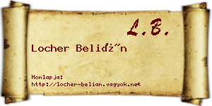 Locher Belián névjegykártya